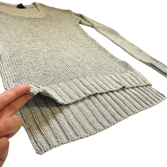 CLUB MONACO crew neck sweater loose knit metallic gray silver Sz Small - Picture 10 of 12